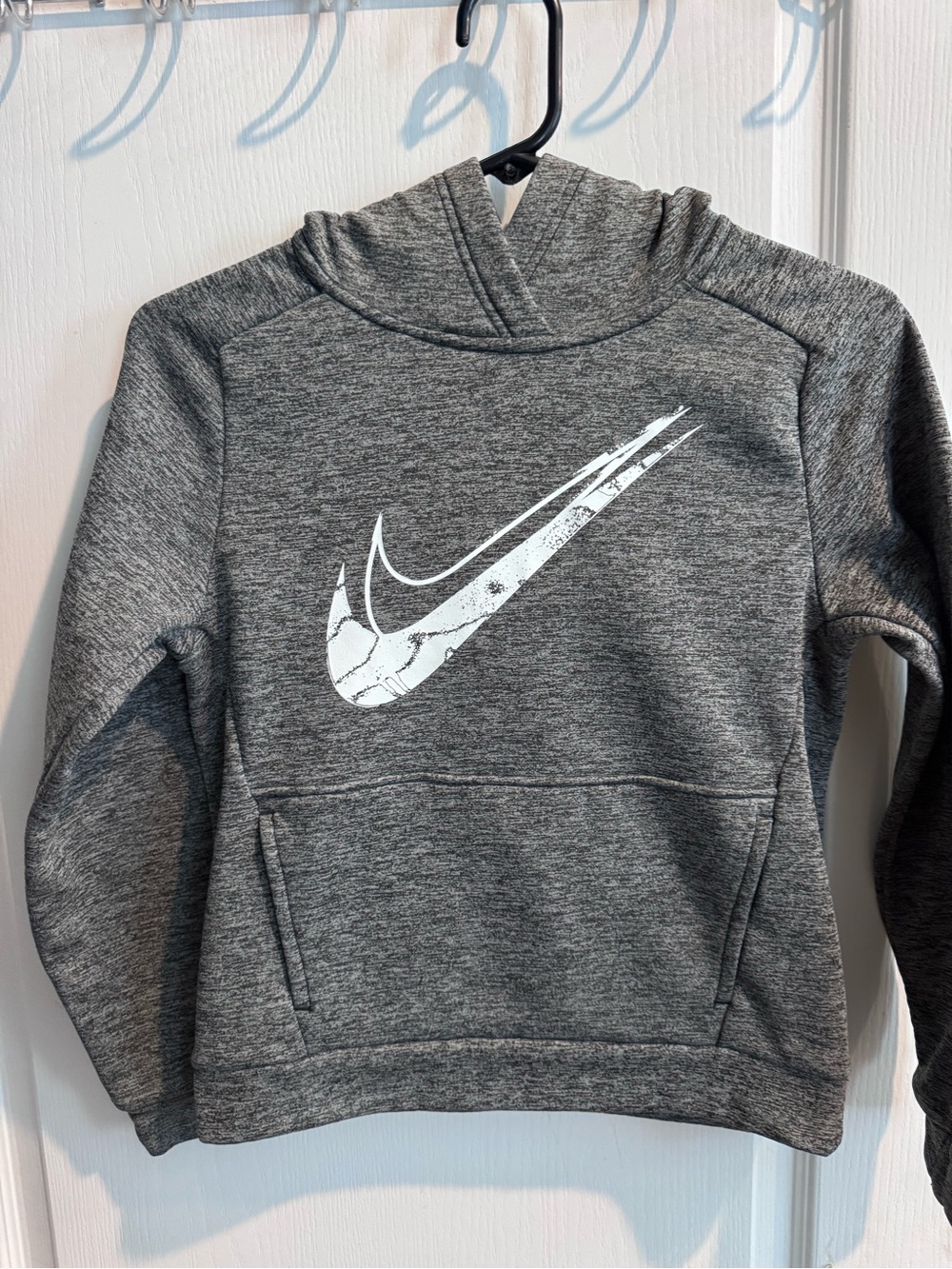 Nike Gray Hooded Kids Sweatshirt with White Swoosh